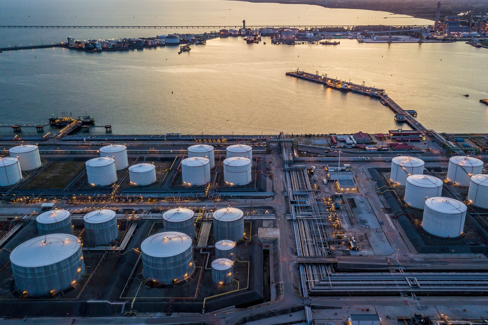 ey aerial view oil tank storage transport