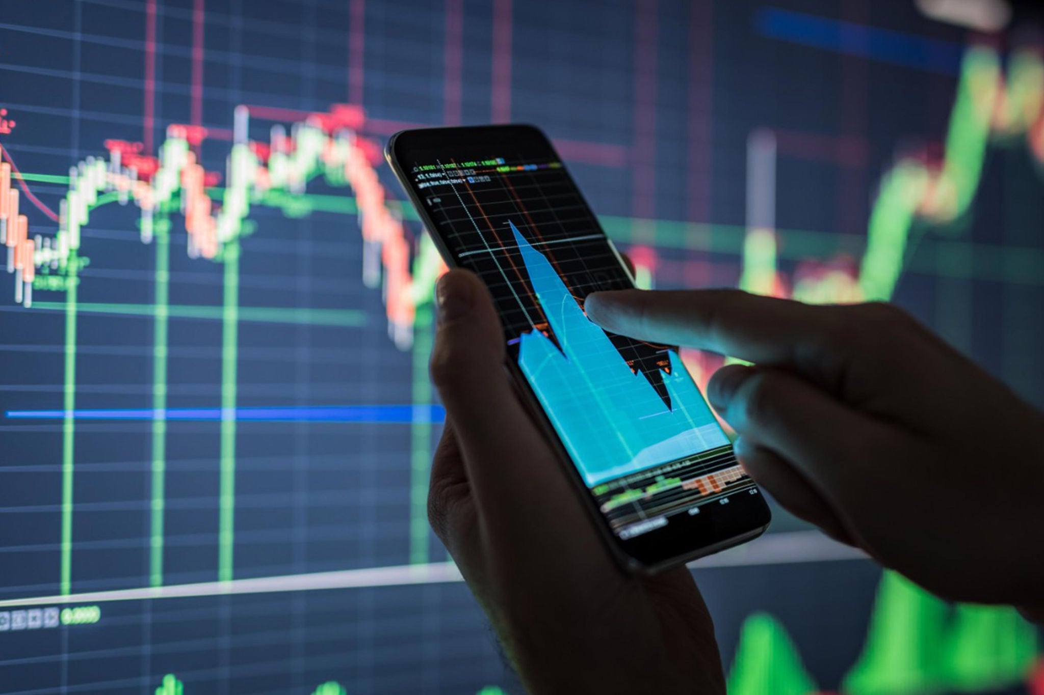 Using smartphone with financial charts