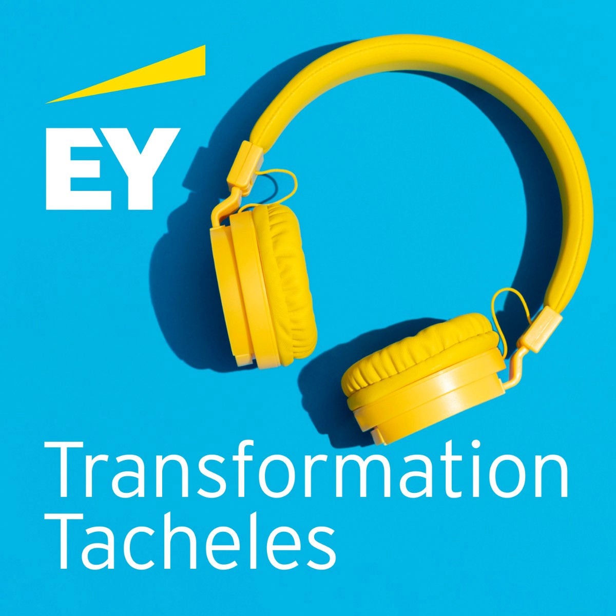 EY banner & yellow wireless headphones