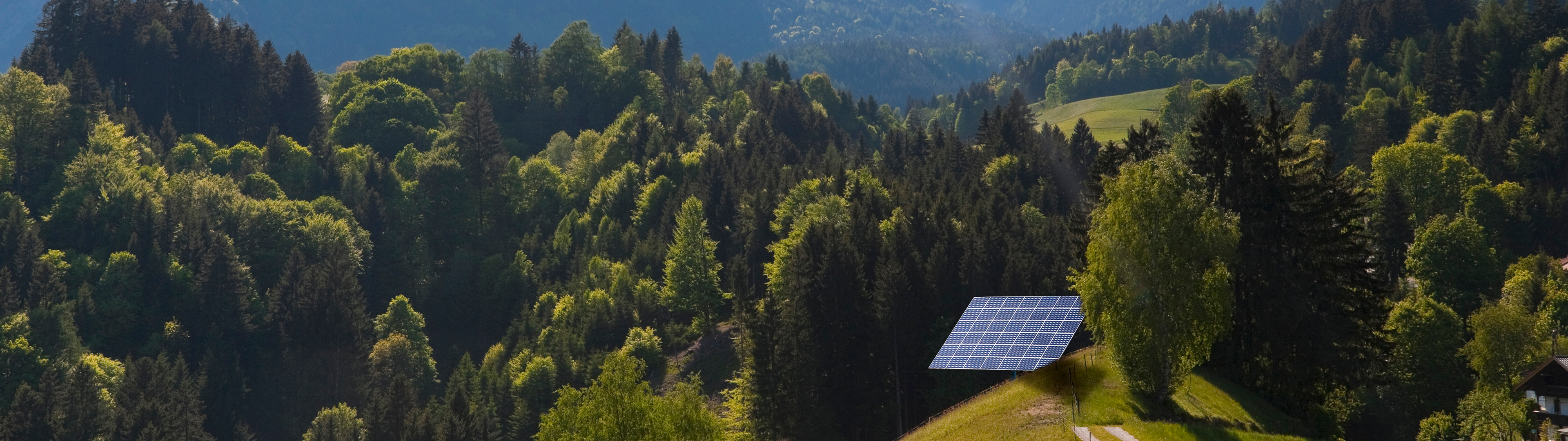 Solar panel on hillside
