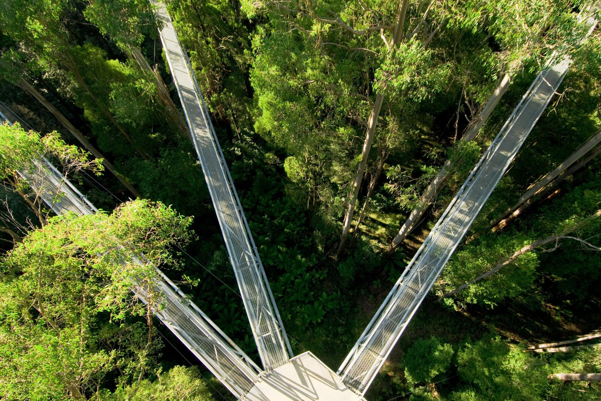 Aerial view of a three way bridge