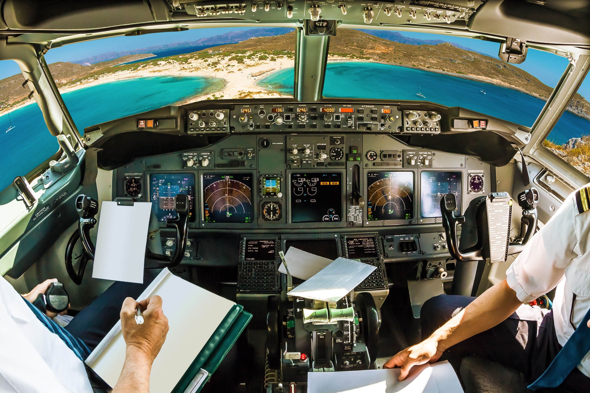 Airplane cockpit view