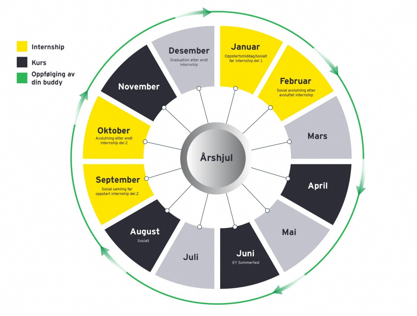 Årshjul for internship innen Assurance.