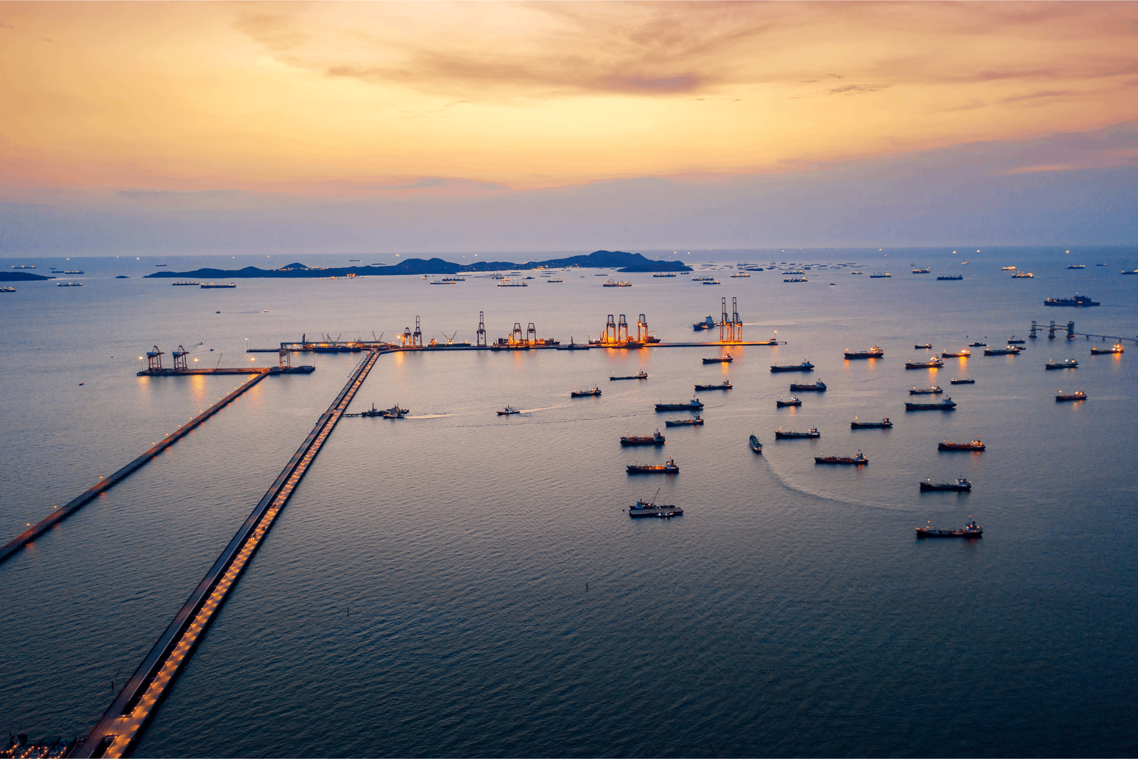 Aerial view oil tanker ship loading in port view from above