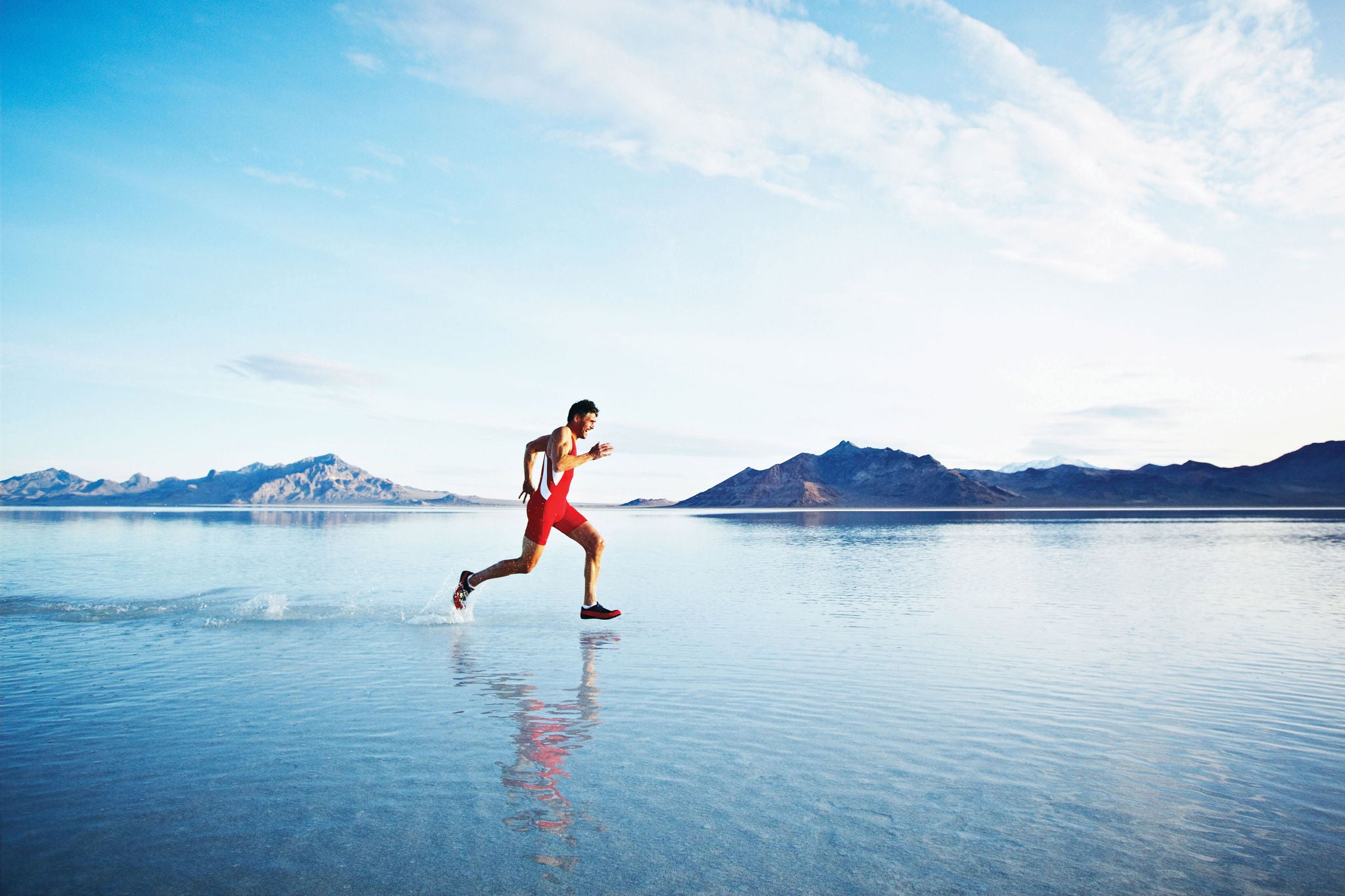 Man running water