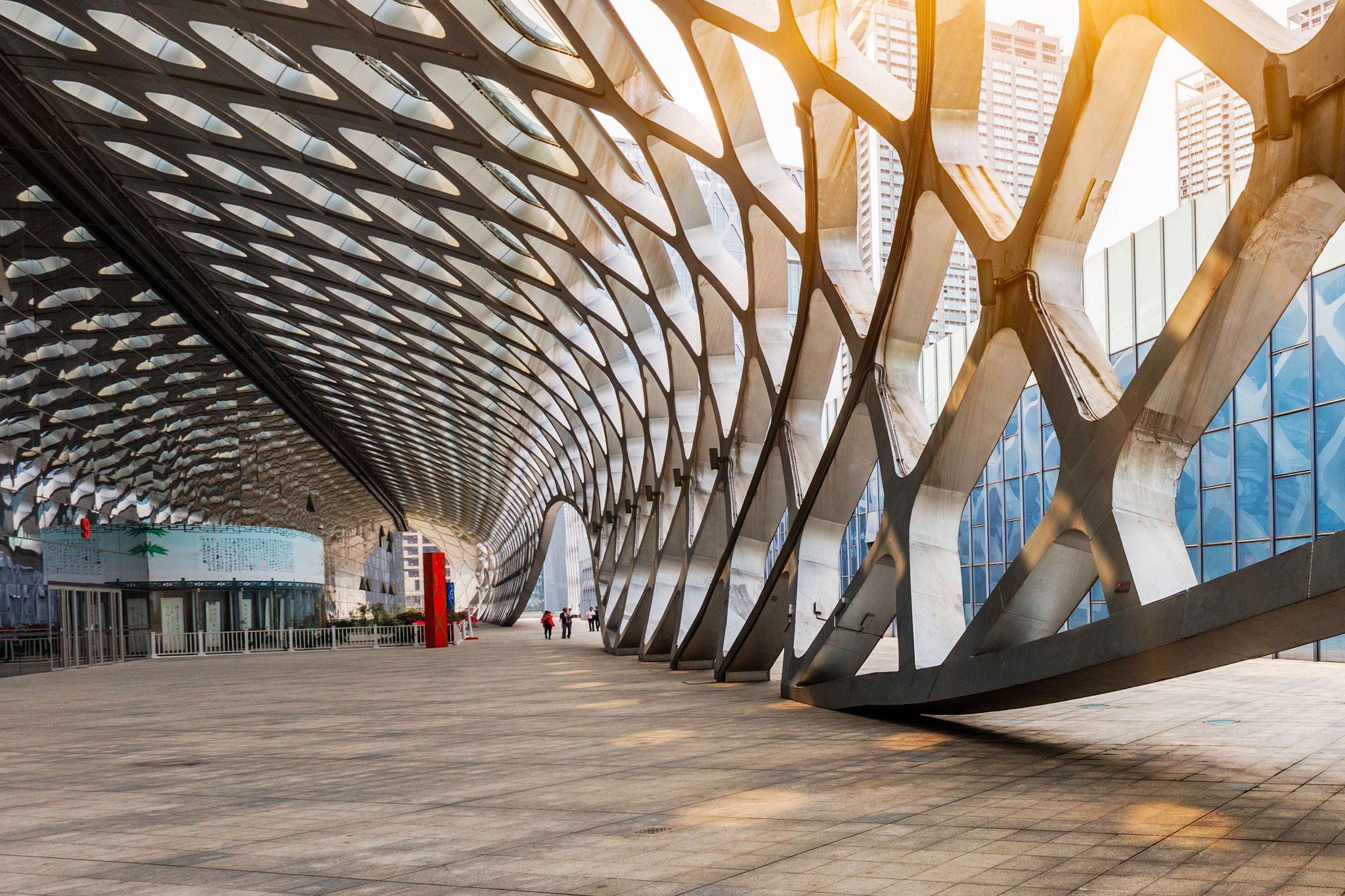 abstract ceiling of modern architecture in city of China.