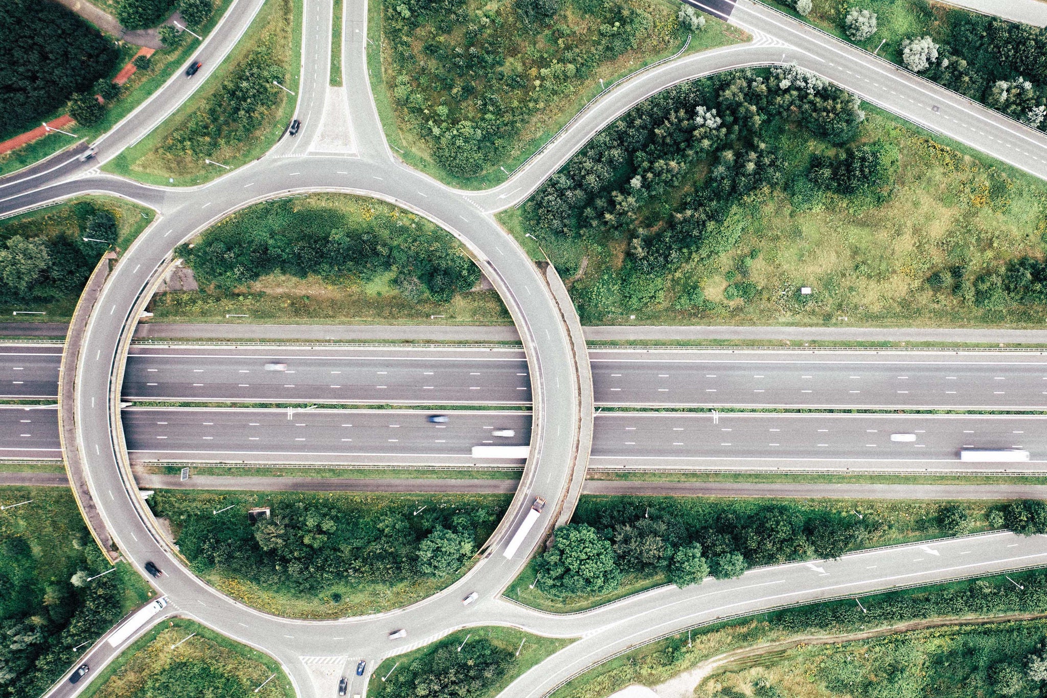 Aerial view of the highway road with detailed perspectives.