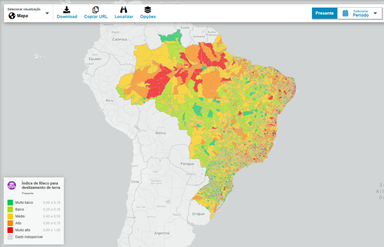 mapa climatico do brasil em calor