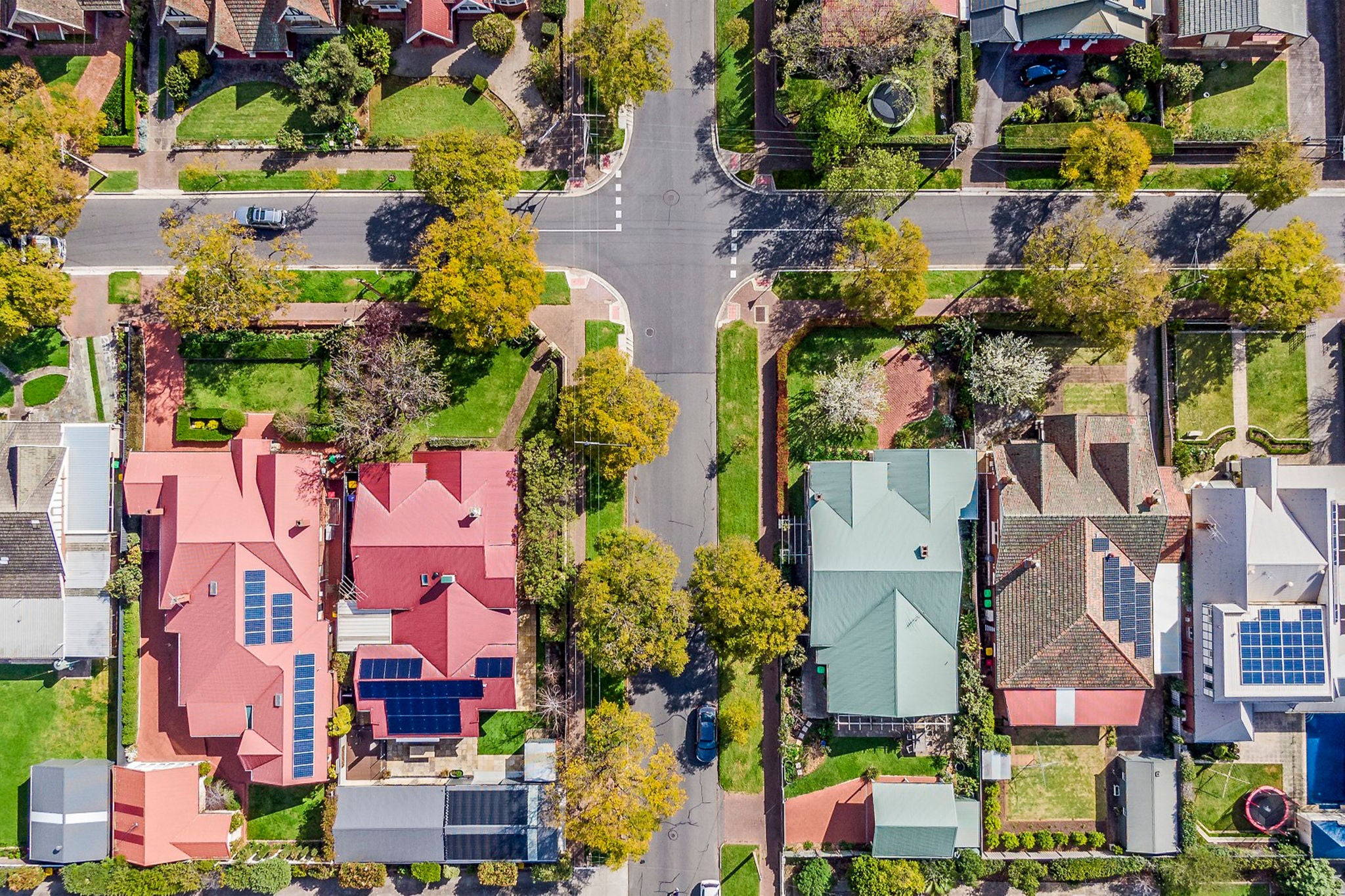 Birds eye View of suburban Homes