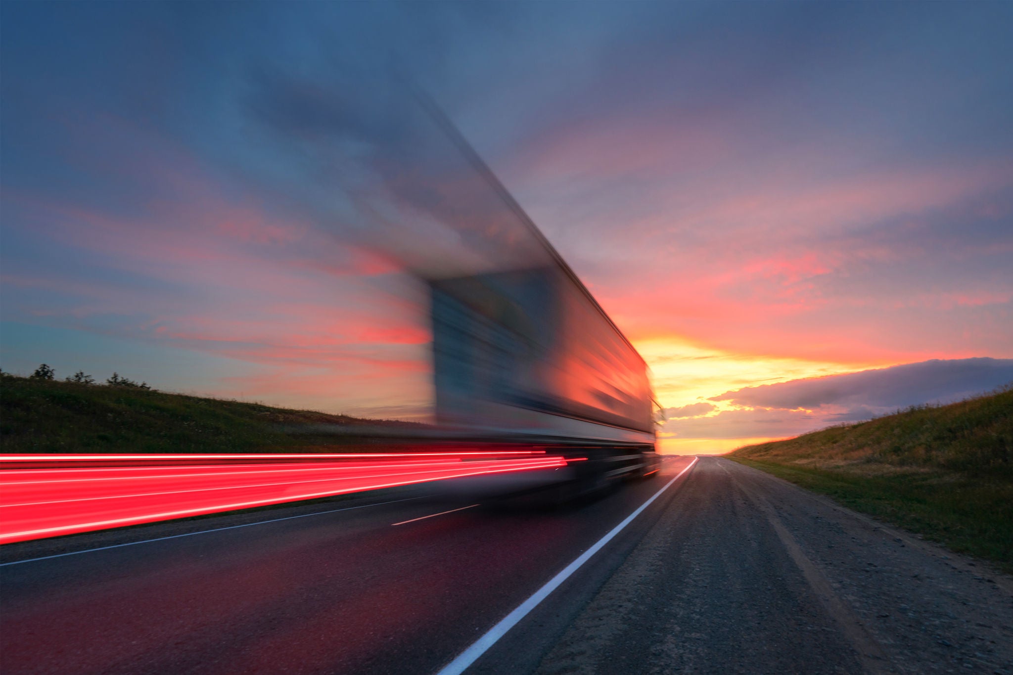 A big truck in the road