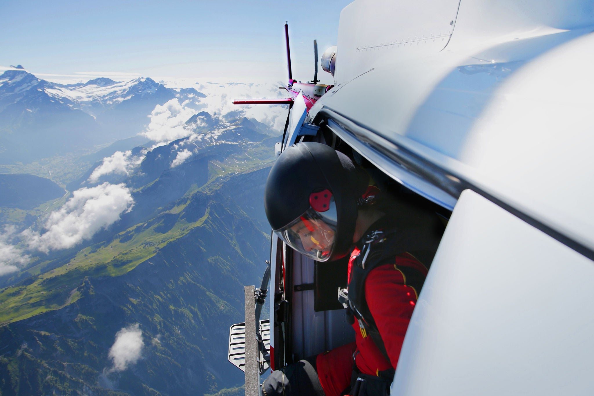 skydiver on a helicopter