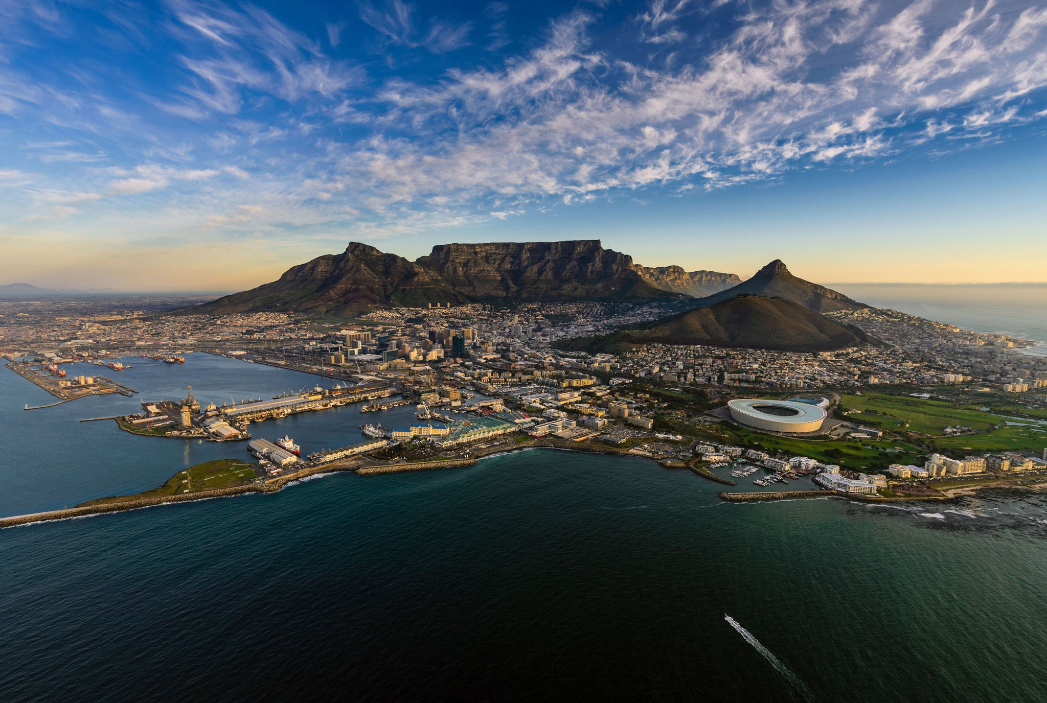 Aerial view of Cape Town and Table Mountain 