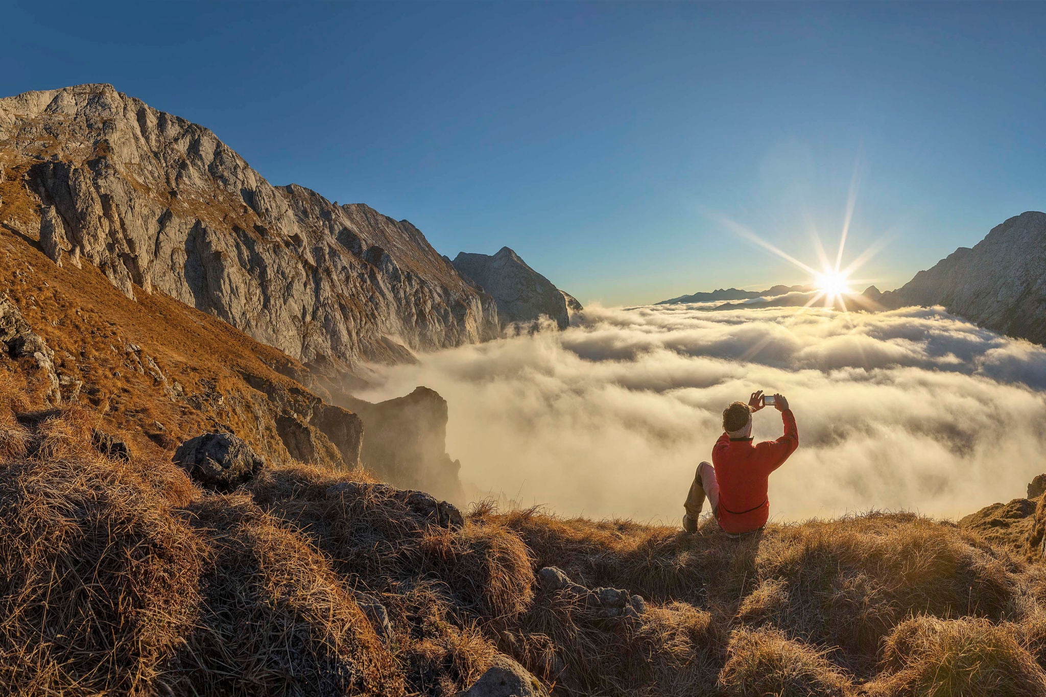 Sunrise - Dawn, Autumn, Climbing, Hoher GÃ¶ll in Berchtesgaden National Park