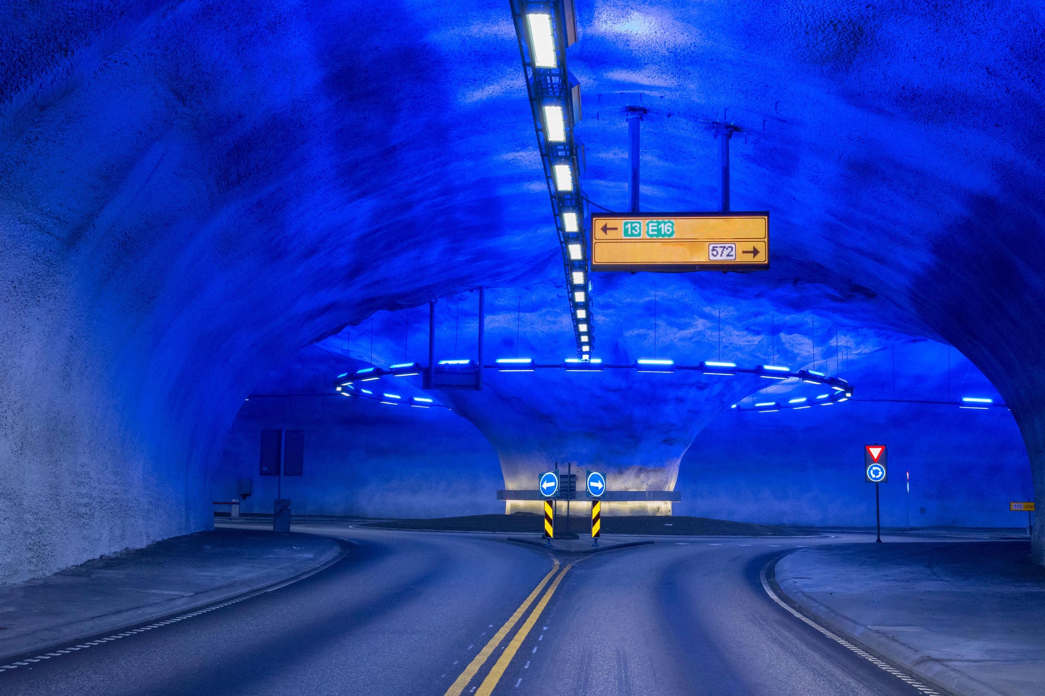 Tunnel roundabout in Laerdal in Norway