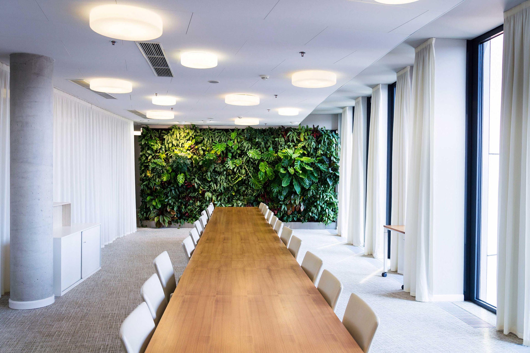 Board room with garden wall