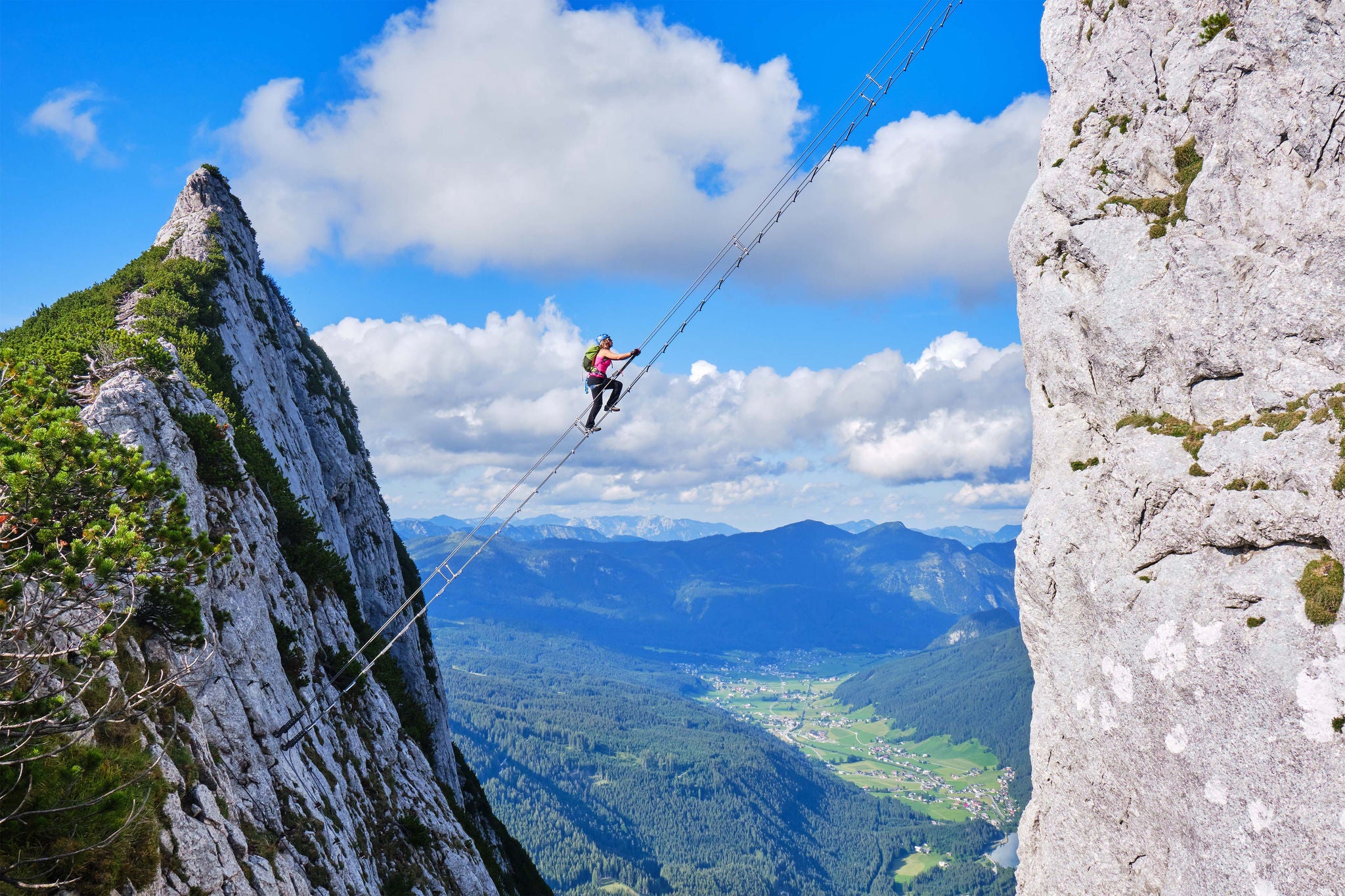 Via ferrata Donnerkogel Intersport Klettersteig in the Austrian Alps, near Gosau.