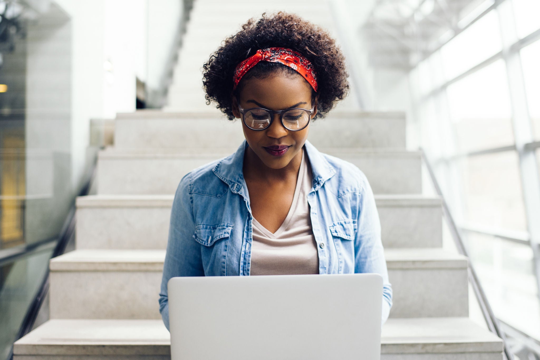 A woman working