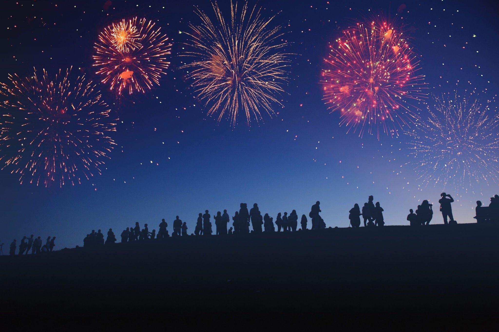 fireworks over crowd