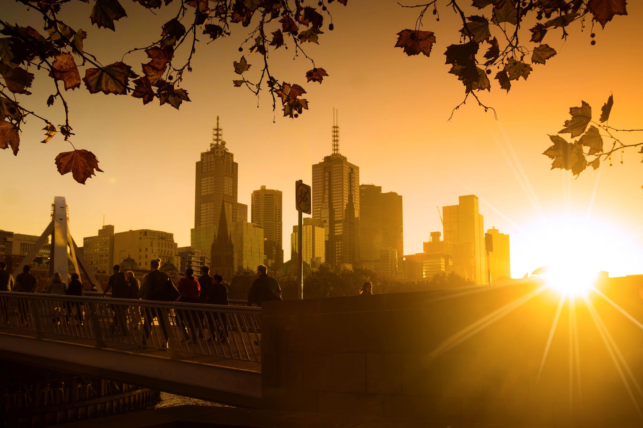 Sunrise view in a city