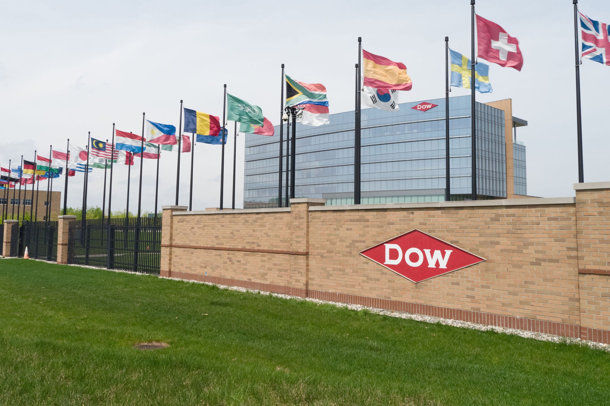 Flags at global Dow center