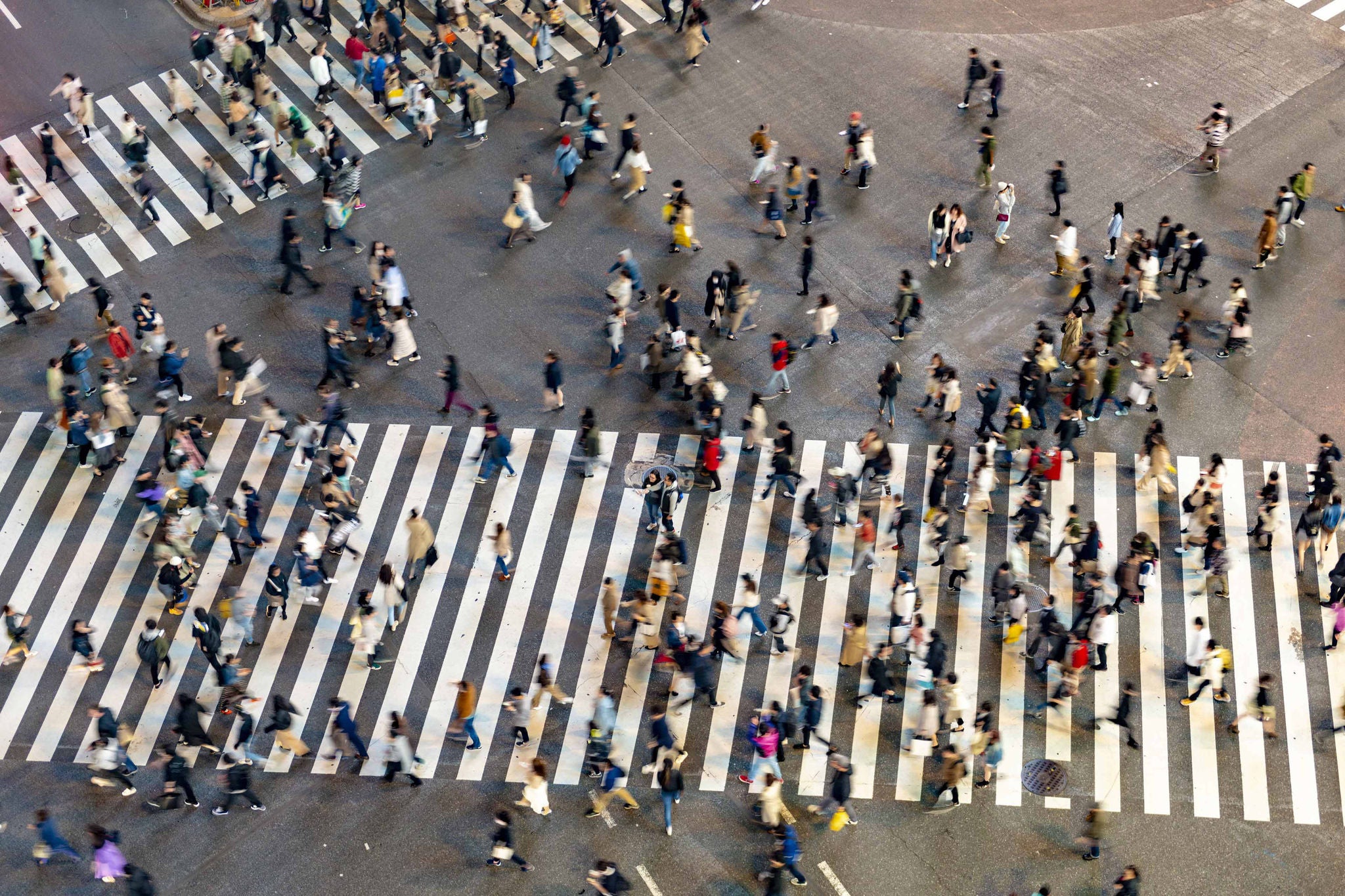 Congested pedestrian crossing from above