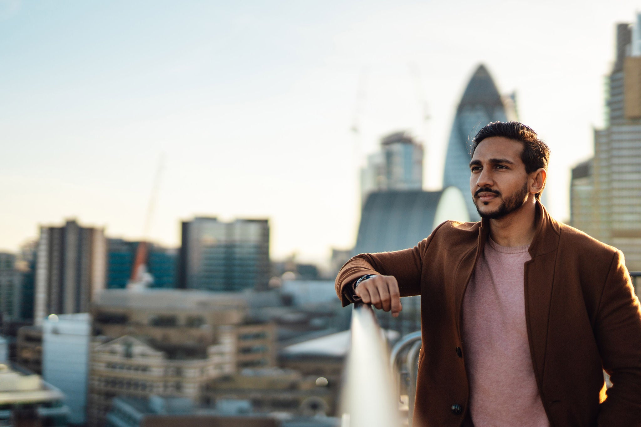 Portrait of businessman on rooftop