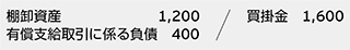 棚卸資産 1,200　有償支給取引に係る負債 400　／　買掛金 1,600