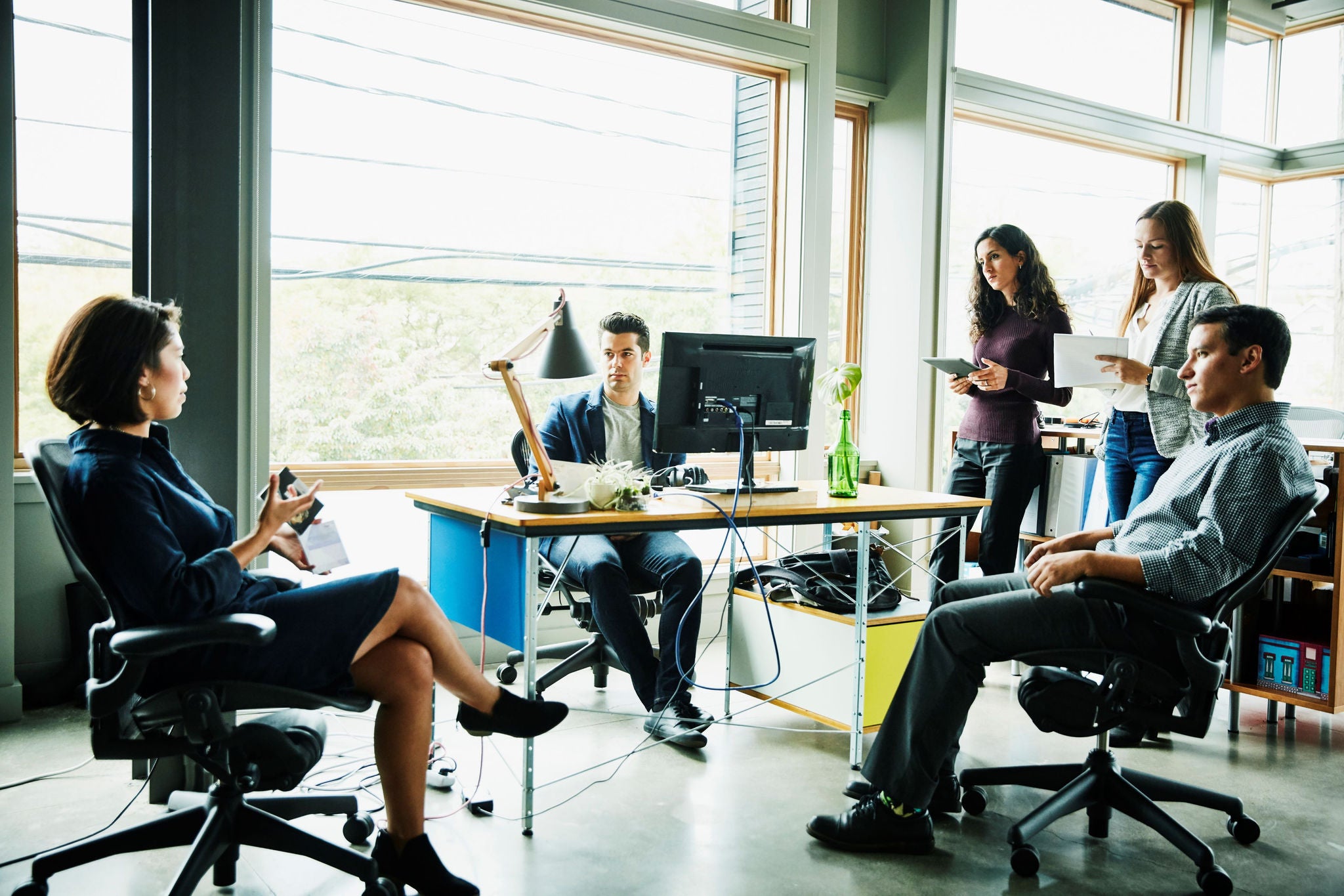 Group meeting with employees