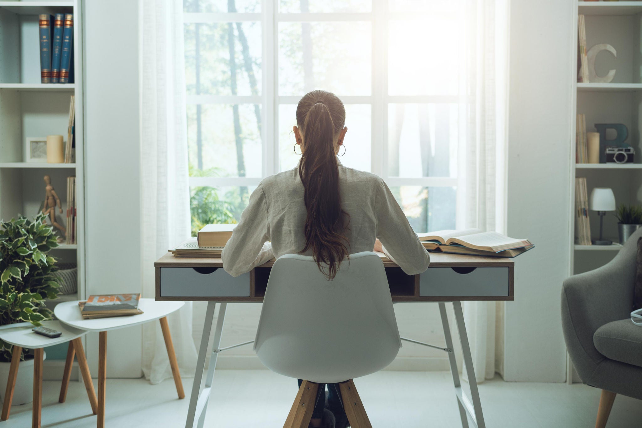 wome sitting on table