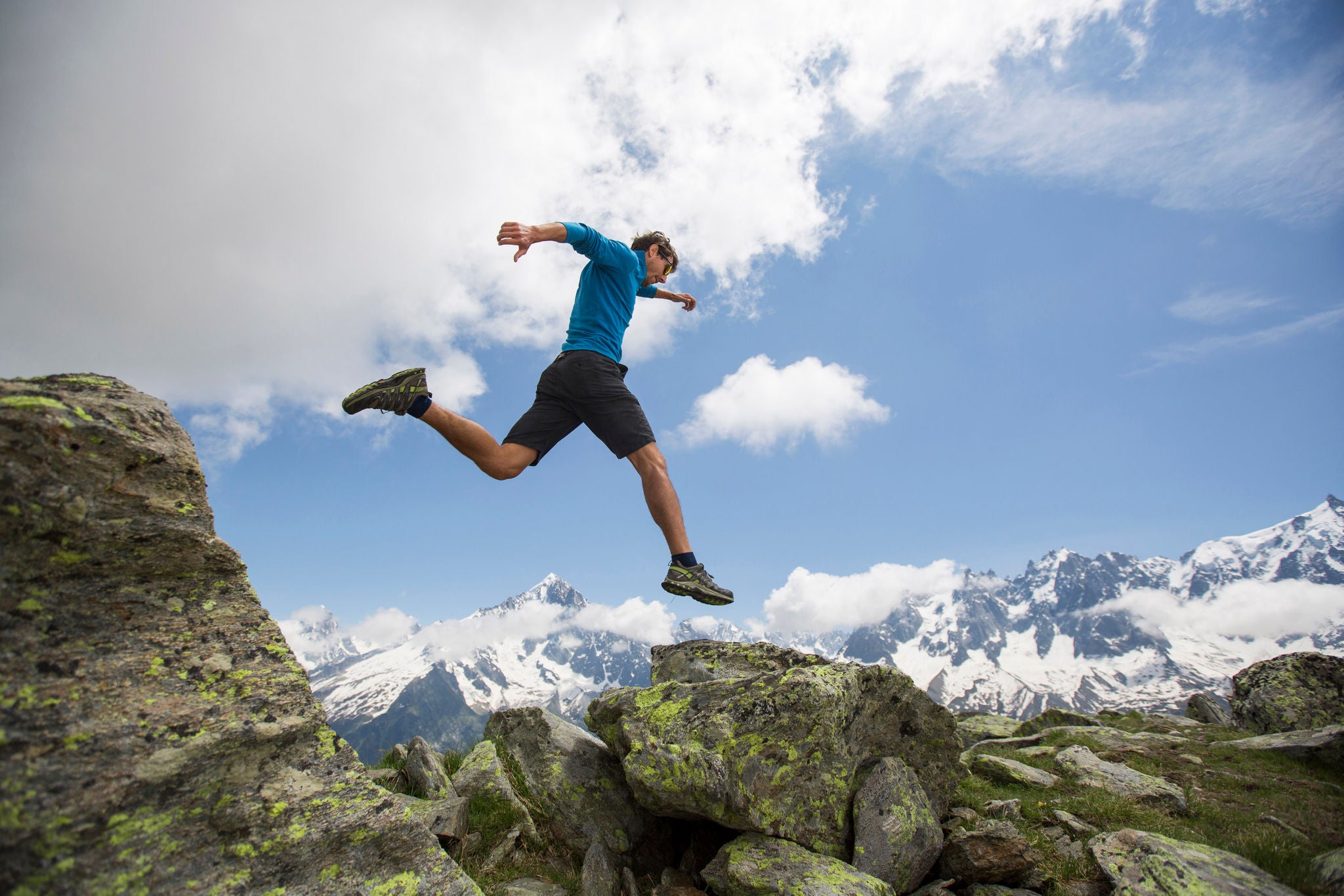 A man hiking in the mountains