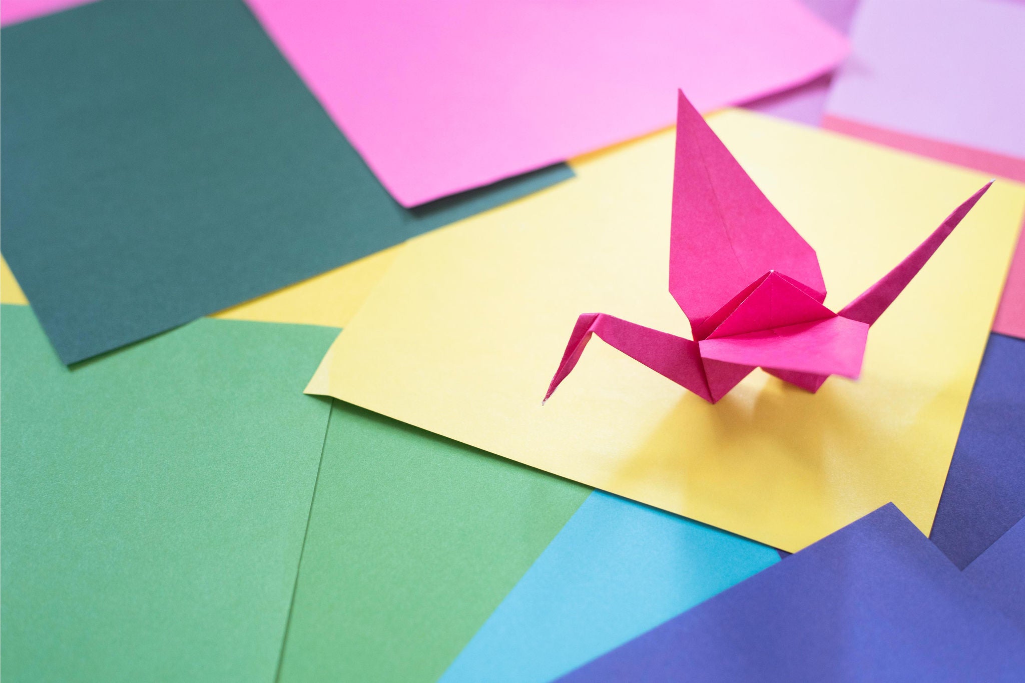 Close-Up of paper birds on table