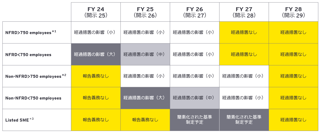 図1　企業の特性に応じたCSRD,ESRS段階的導入スケジュール 