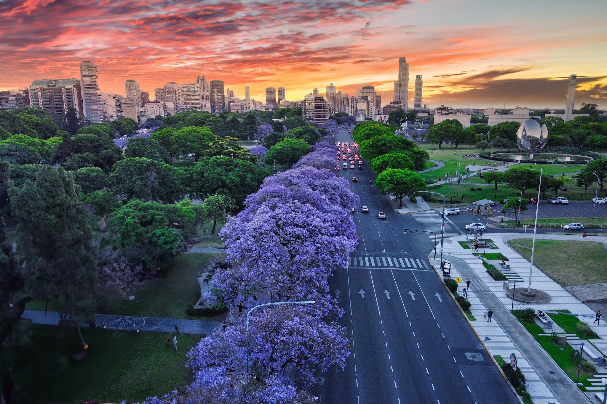 Vista aérea de la Plaza Naciones Unidas, Buenos Aires