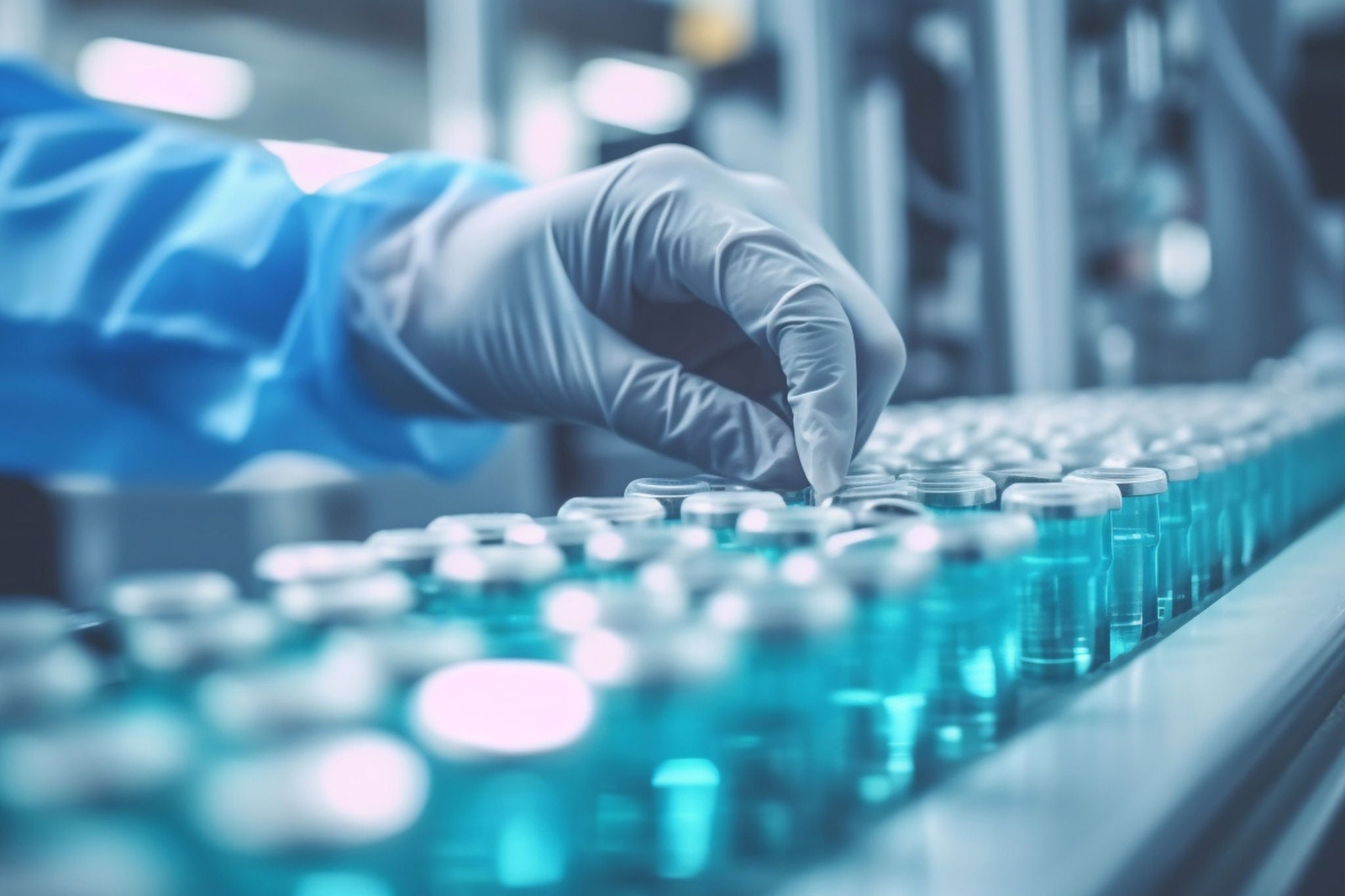 ey technician examine medical vials