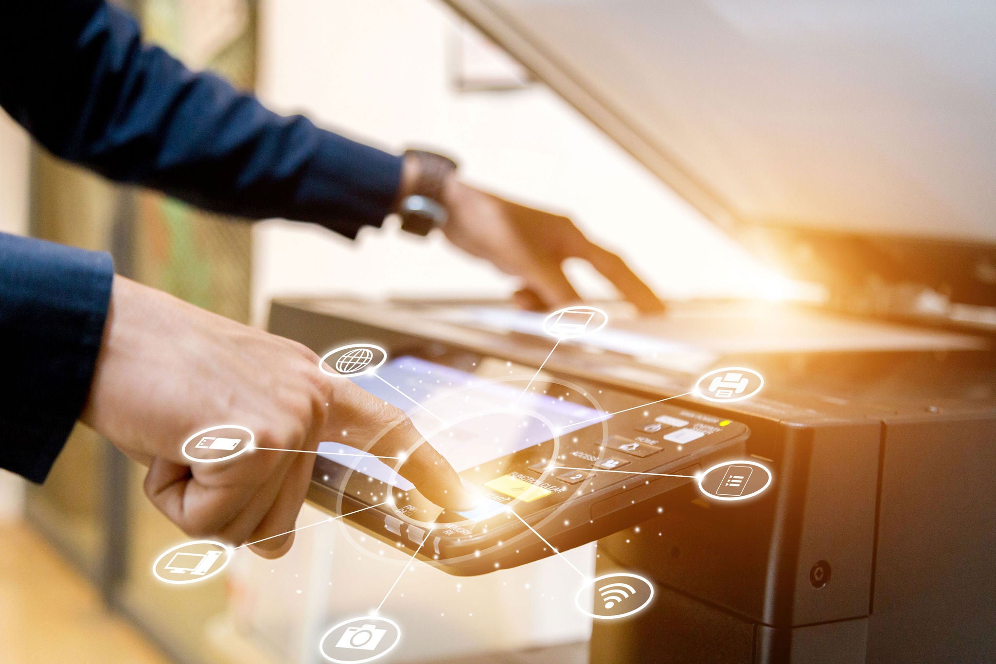 Person checking a printer