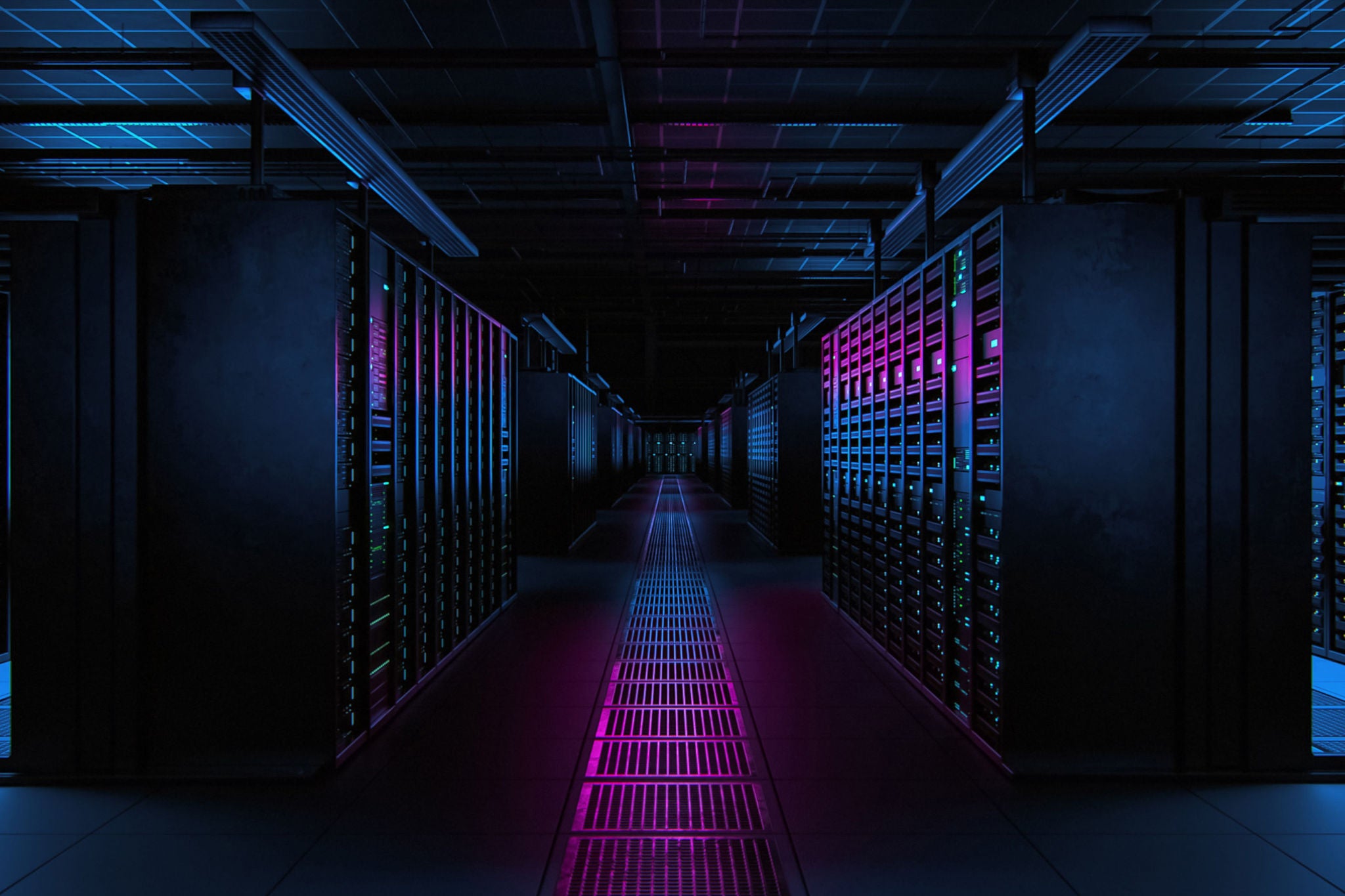 data center in blue and purple