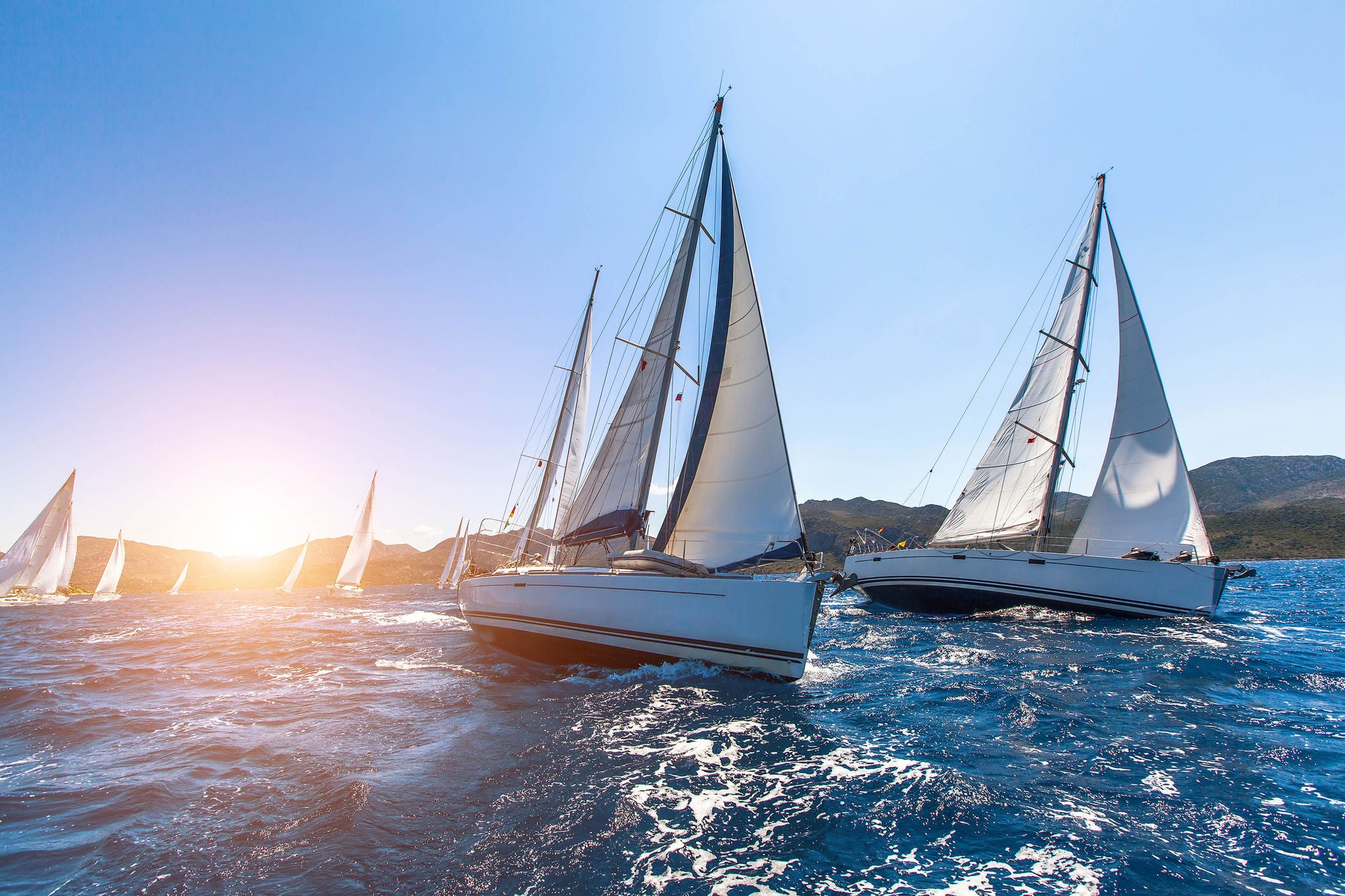 Luxury yachts sailing regatta