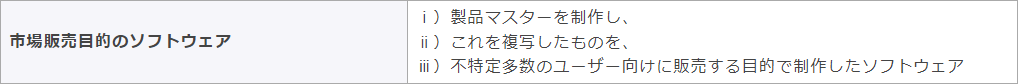 市場販売目的のソフトウェア　3つの特徴