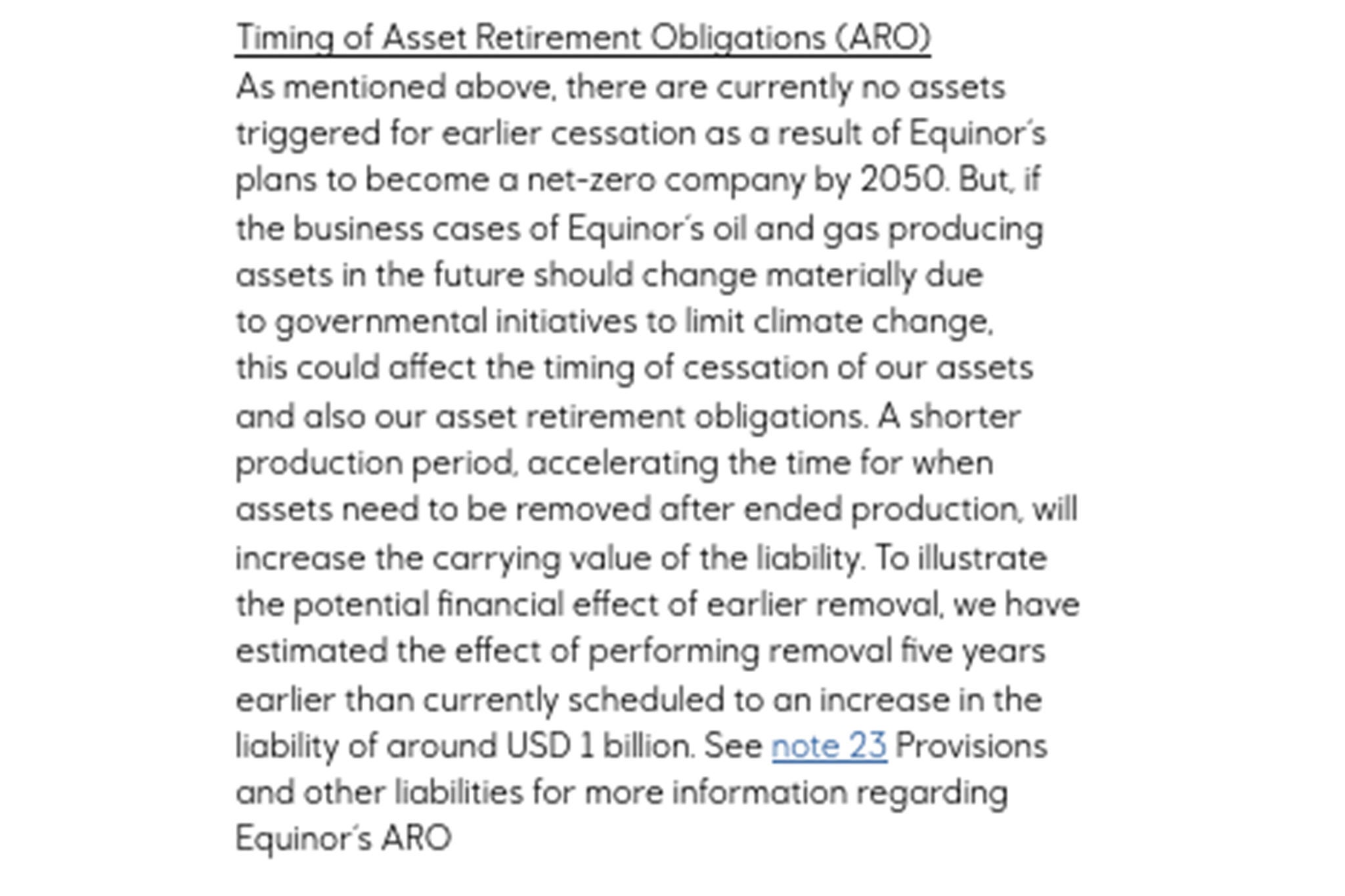 Consequences of initiatives to limit climate changes – Equinor ASA 2022