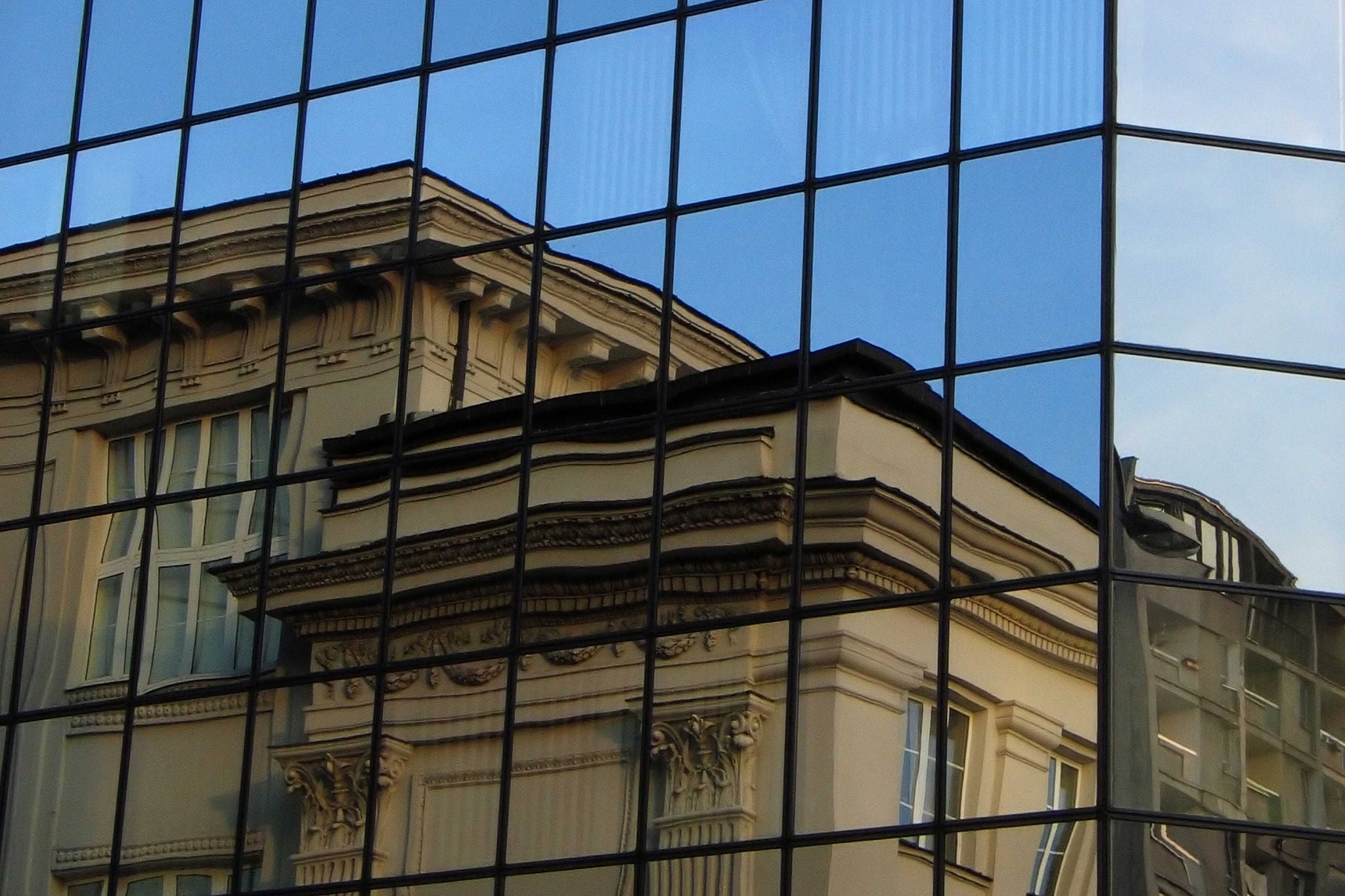 Reflection of an old building