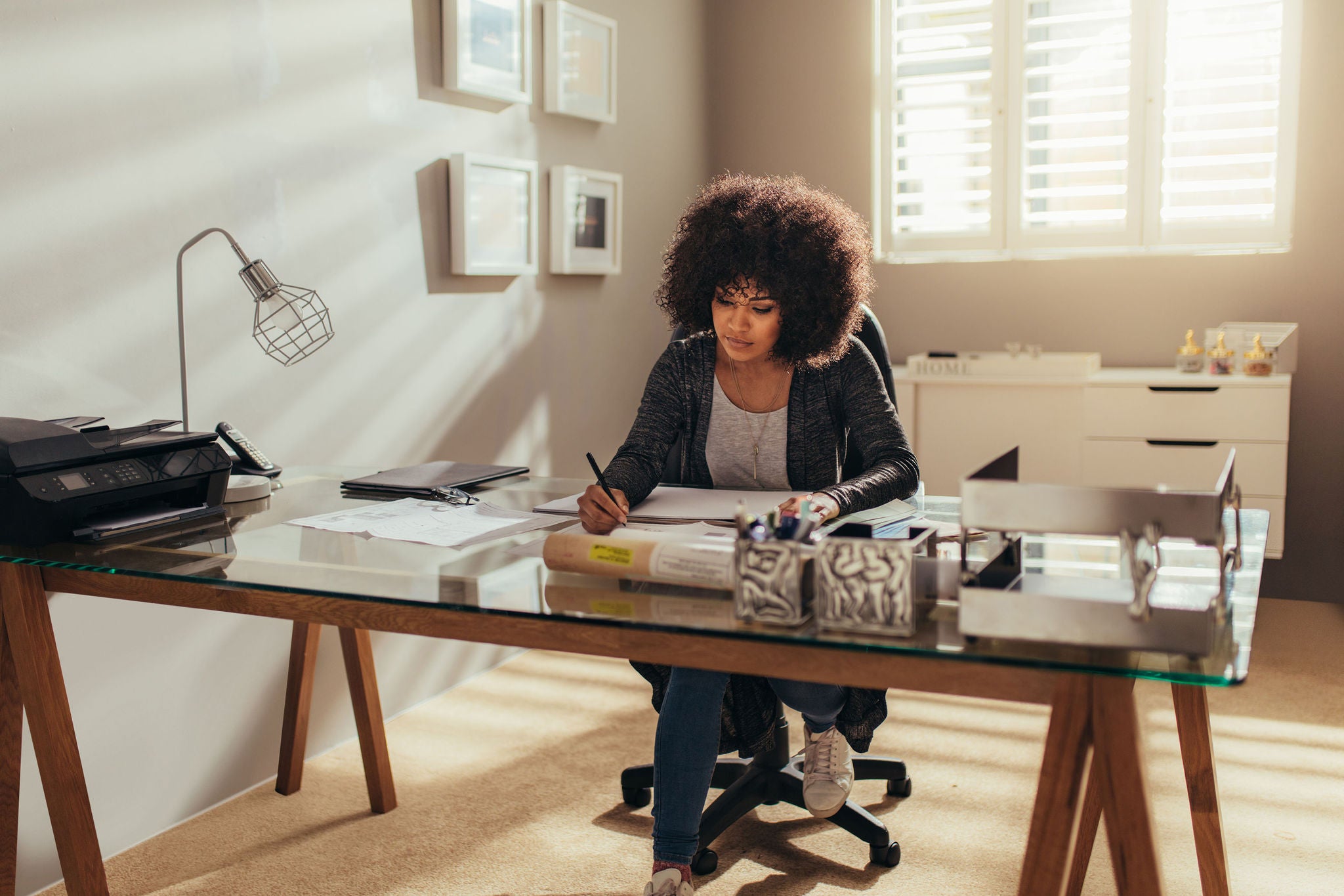 Woman working from home