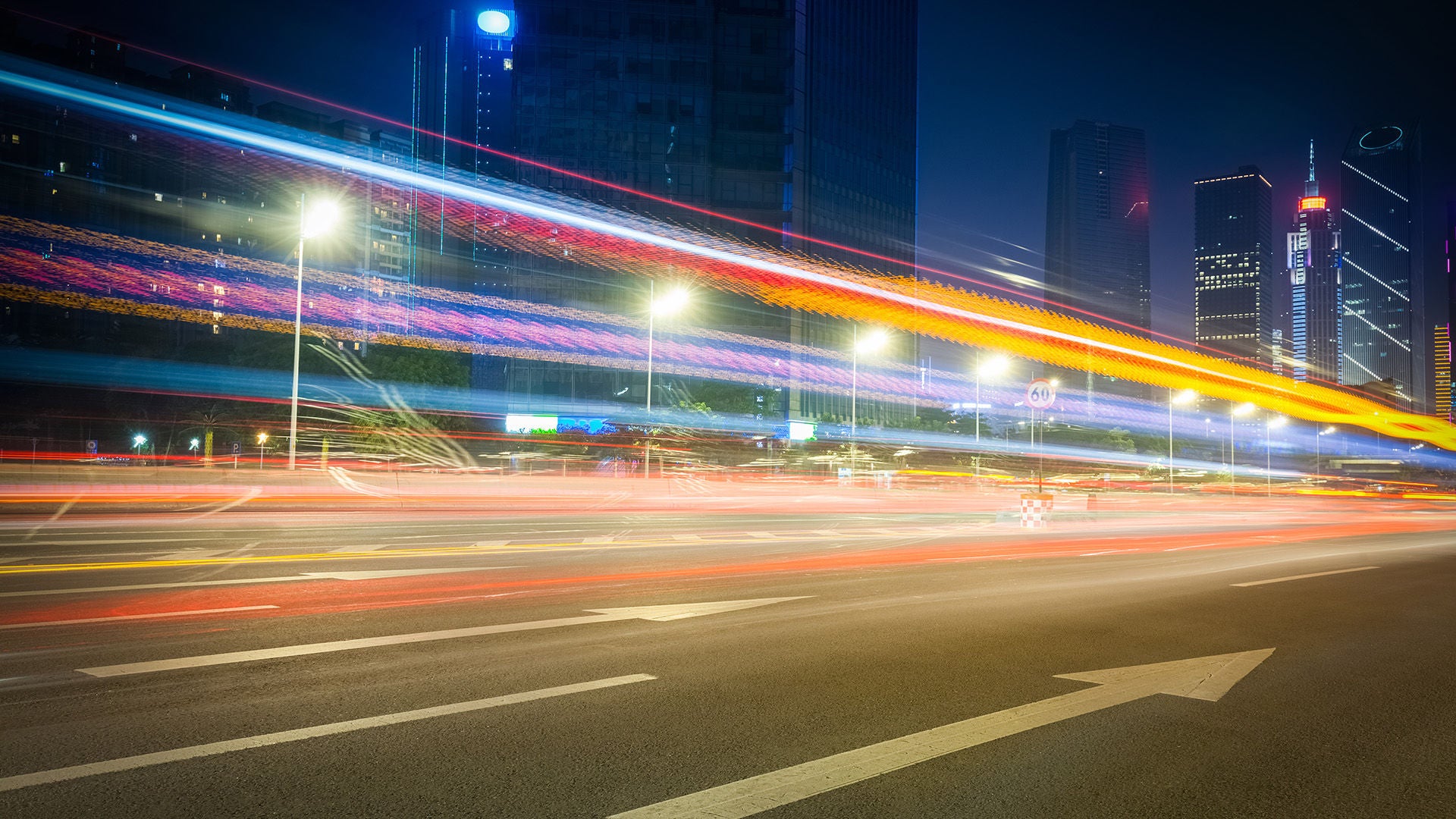 beautiful street at night with light trails in guangzhou central business district ; Shutterstock ID 240554485; purchase_order: EY.com; job: ; client: Pioter Jasnowski; other: 