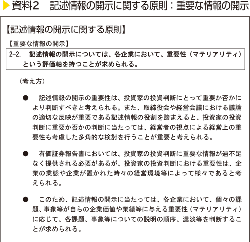 資料2　記述情報の開示に関する原則：重要な情報の開示