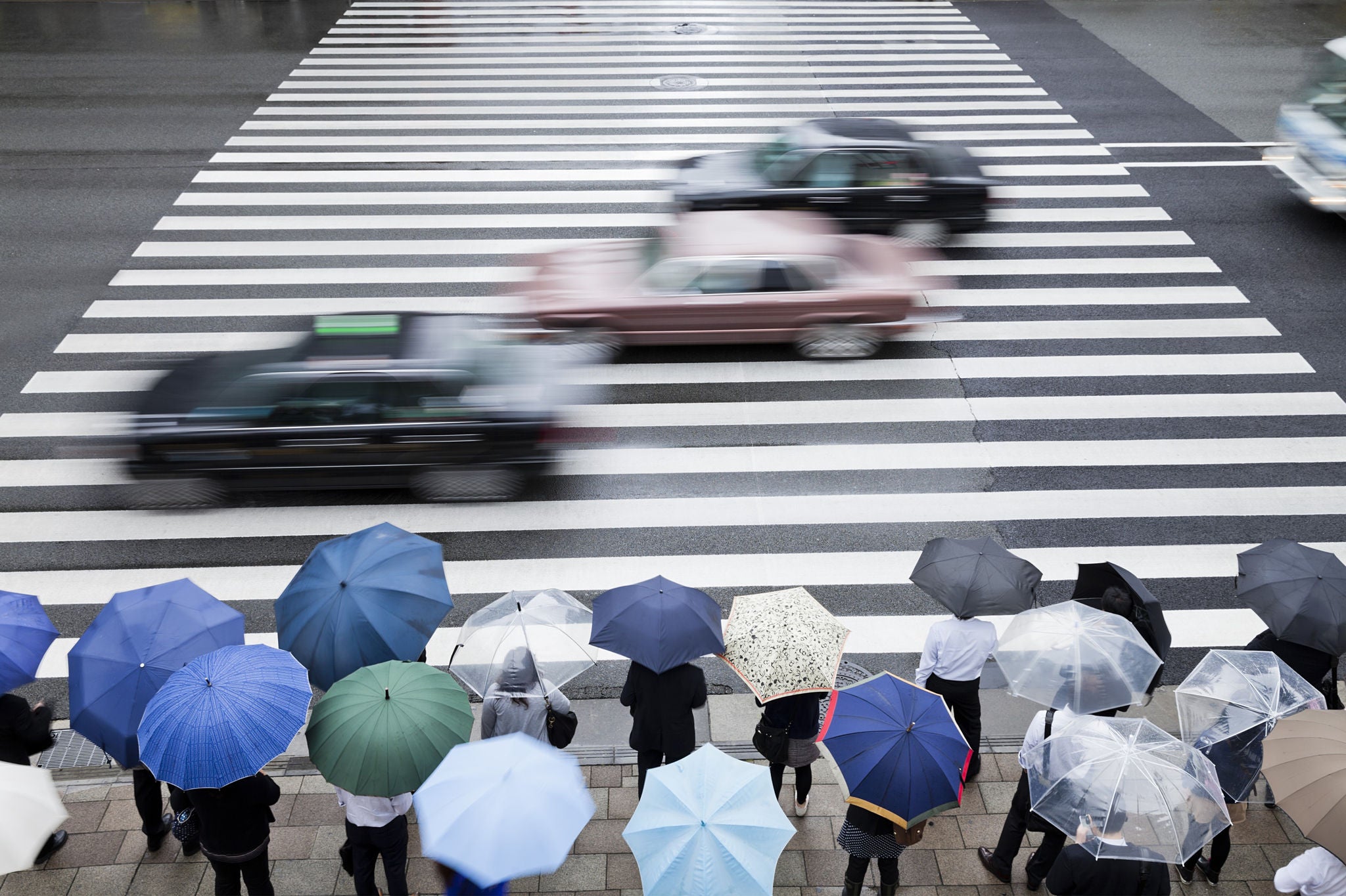 passing cars on a crosswalk