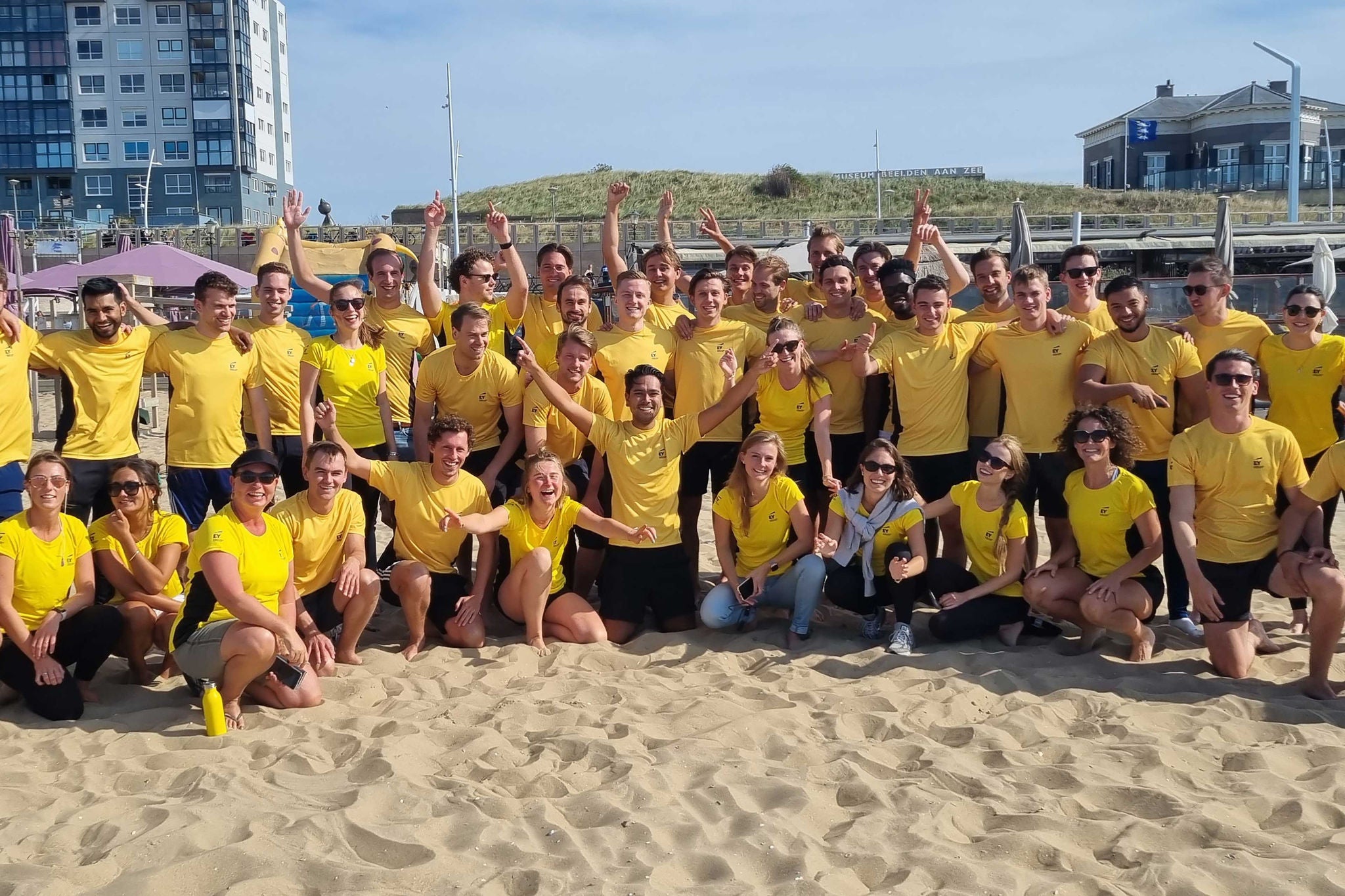 A group picture in sea beach