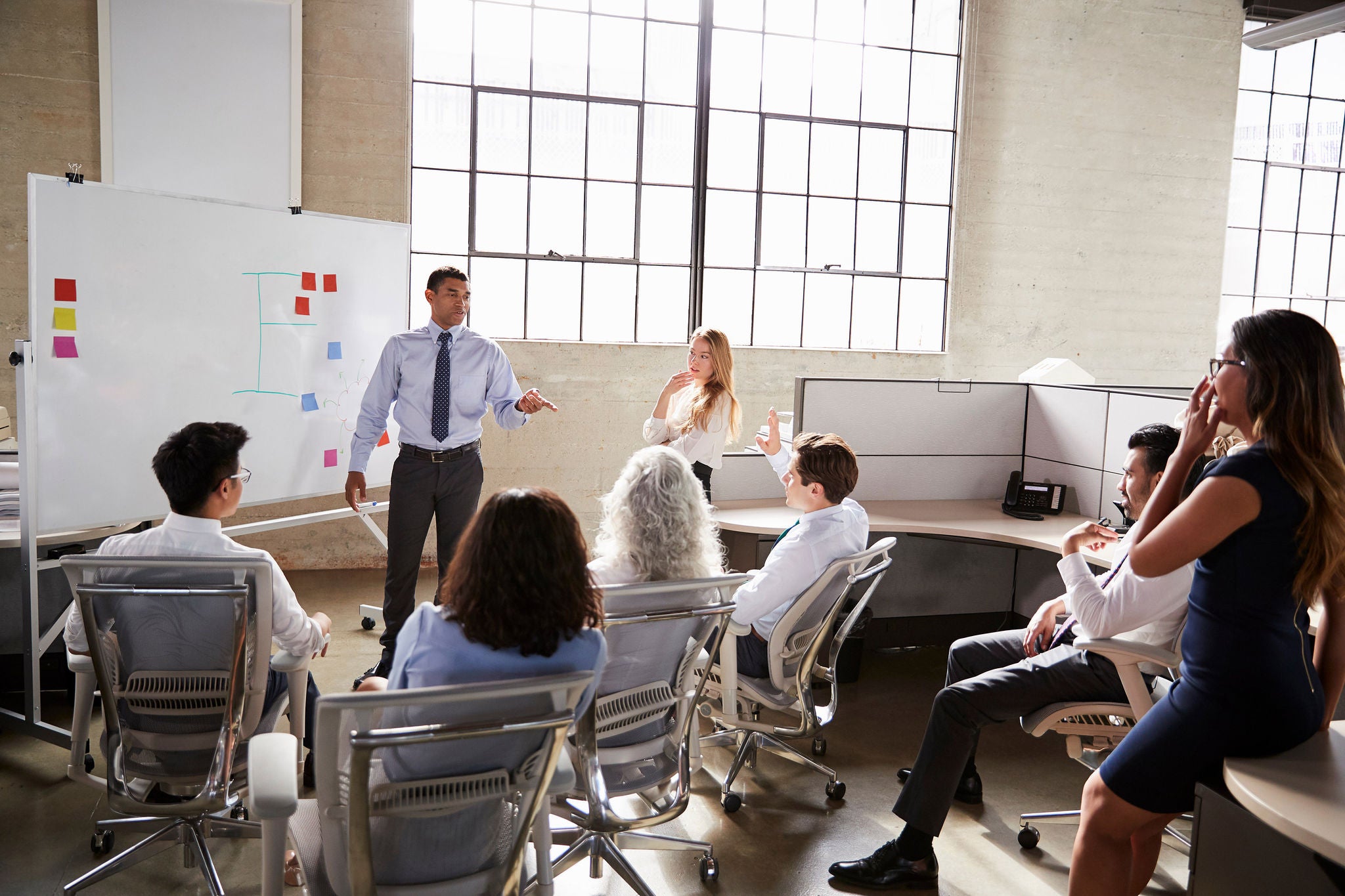 Group of business people brainstorming at a creative office