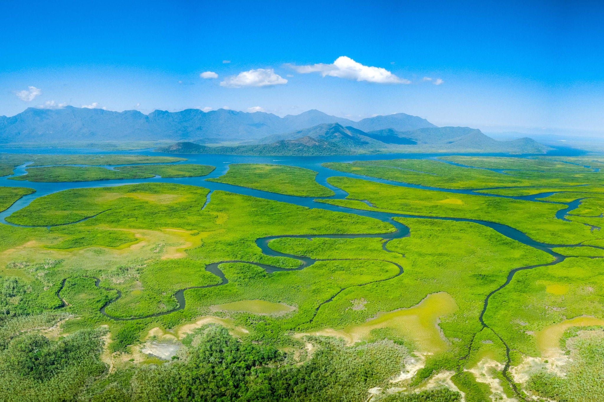 Rivers and mangroves in front of Hinchinbrook Island, Queensland, Australia