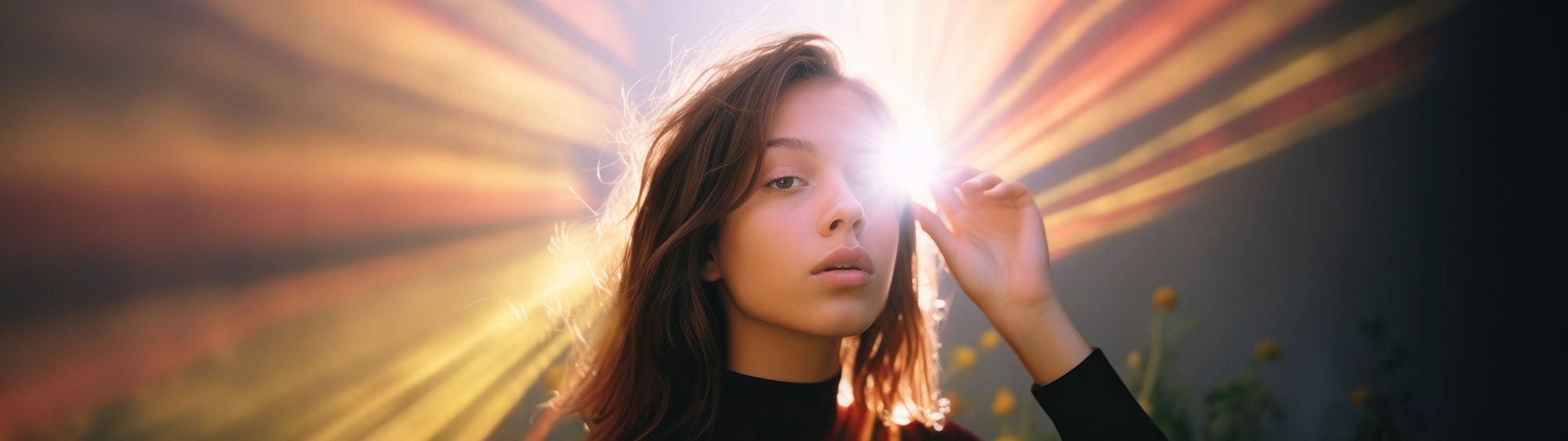 woman surrounded by glowing light