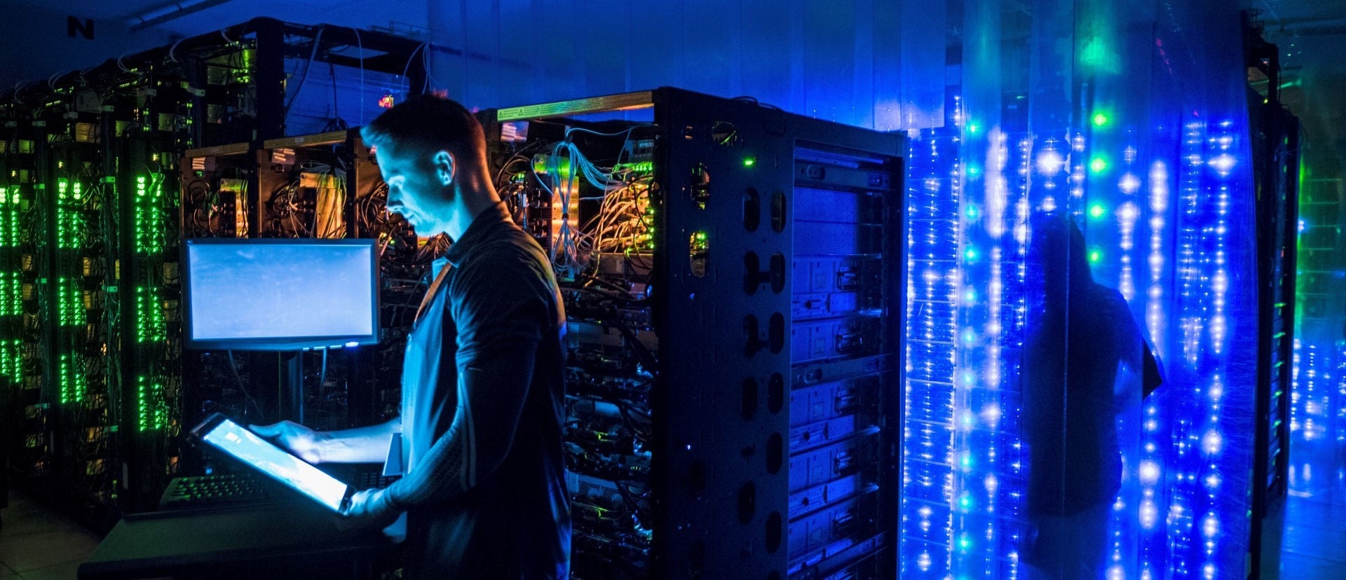 Man in server room