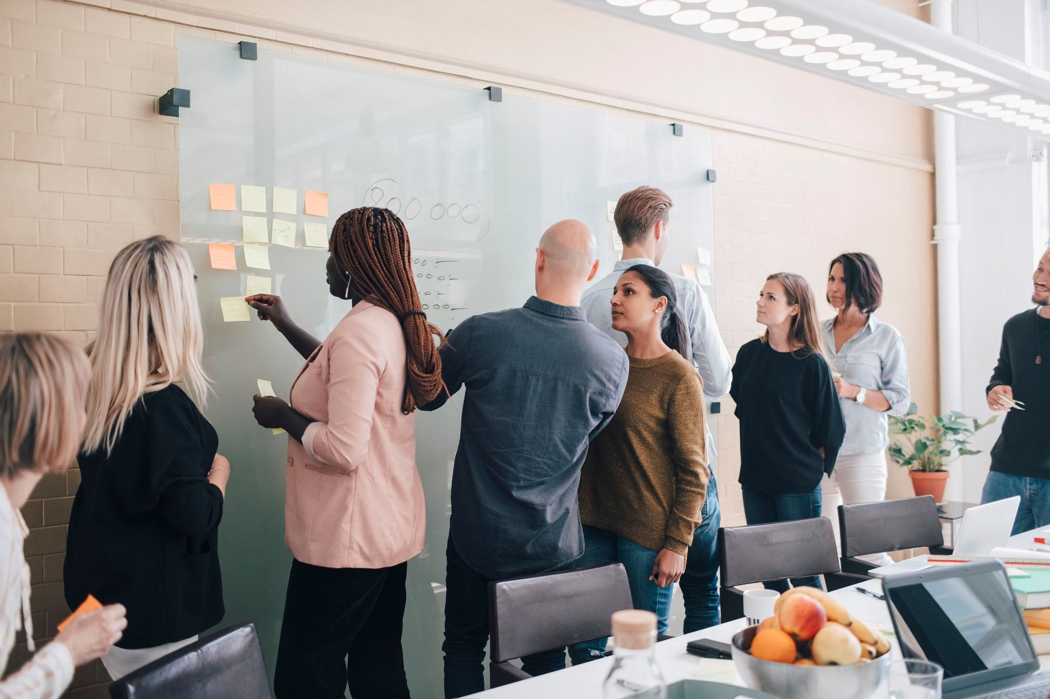 Multi-ethnic business team during brainstorming